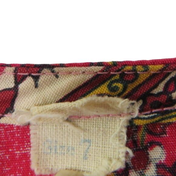 Vintage Red Cranberry Retro Paisley Flowy Tissue Blouse Bell Sleeves Small - Picture 3 of 5